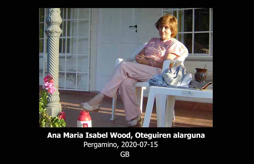 Ana Maria Isabel Wood, mother of our colleague Sabrina Otegui, passed away last Sunday in Pergamino in the province of Buenos Aires