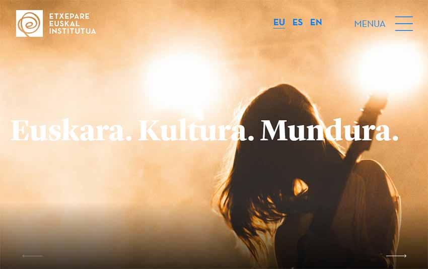 New front page of the Etxepare Basque Institute’s website 