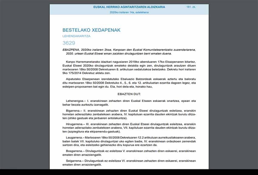 La Resolución concede subvenciones a Euskal Etxeak y federaciones para el ejercicio 2020