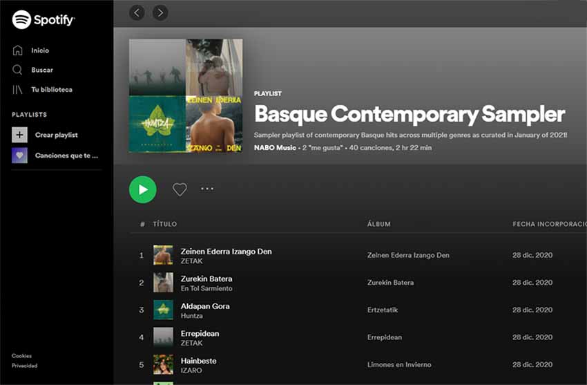 Basque Contemporary Sampler, a selection of songs and Basque groups that Basque youth are enjoying 