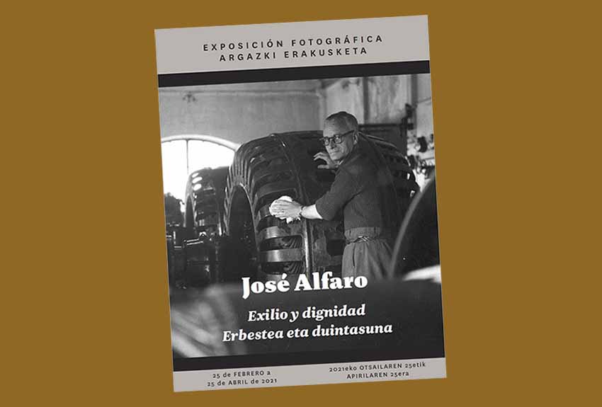 La exposición presenta el exilio de diez años que pasó el republicano tafallés José Alfaro en Iparralde y Francia