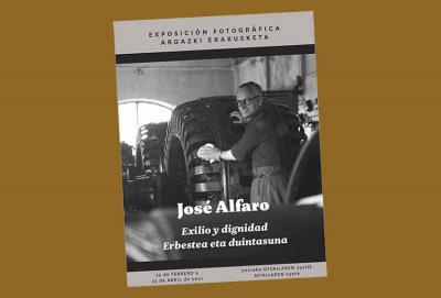 The exhibit presents the 10-year exile of Jose Alfaro, Republican from Tafalla, in Iparralde and France