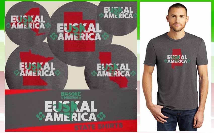 La camiseta personalizada "Euskal America" está a la venta hasta el 1º de junio en el sitio web del Museo Vasco de Boise