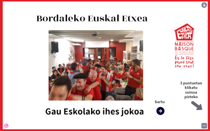 El juego interactivo para estudiantes de euskera se comparte desde la página web de la euskal etxea de Burdeos