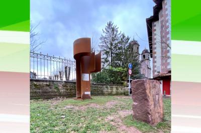 “Babesaren Muga – Border of Refuge,” work by Mikel Iriarte that was erected in 2020 in Elizondo as a point of memory