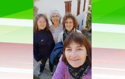 Las tres argentinas junto a Josette, de Uztaritze, mintza laguna de Eli en el programa Mintzanet para practicar euskera por internet