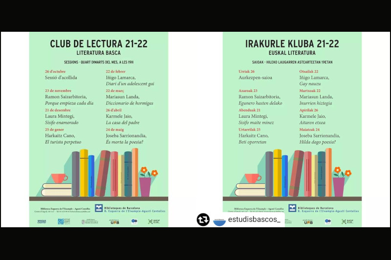 Azaroaren 23an hasiko dira Bartzelonako Euskal Literatura Klubaren saioak, Aritz Galarraga idazle eta irakaslea koordinatzaile