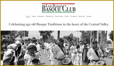 Aspecto que luce hoy la portada de la página web de la Euskal Etxea de Los Banos, Los Banos Basque Club