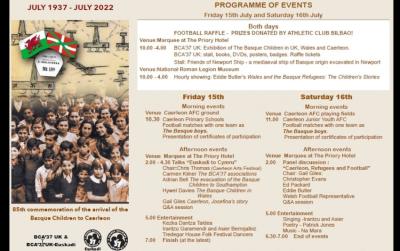 La Asociación Basque Children of 37 invita a los actos conmemorativos que realizarán este fin de semana en la localidad galesa de Caerleon