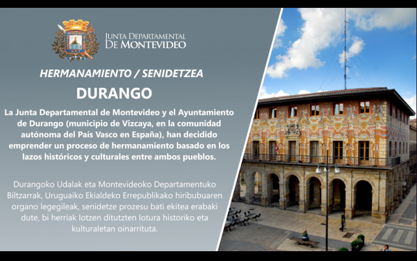 Durango y Montevideo firman un convenio de cooperación por sus lazos históricos y culturales