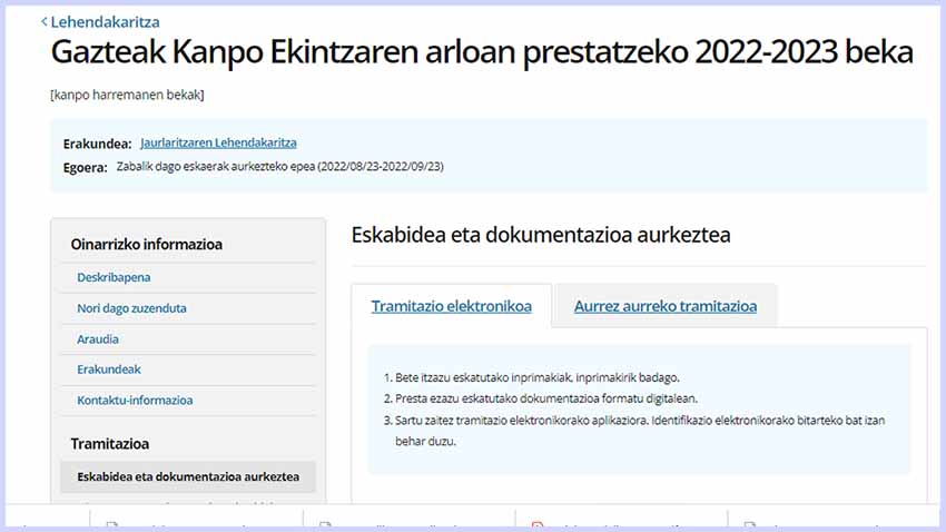 Garaiz zaude Eusko Jaurlaritzaren 2022-2023ko Kanpo Harremanen arloan profesionalen espezializazioa beketara aurkezteko