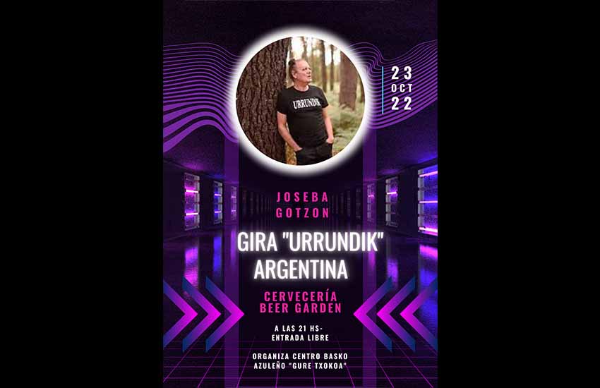 Cartel de uno de los conciertos de esta gira 'Urrundik' de Joseba Gotzon, en la localidad de Azul, provincia de Buenos Aires