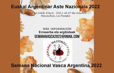 Semana Nacional Vasco Argentina 2022, del 1 al 30 de octubre, en Macachín, La Pampa