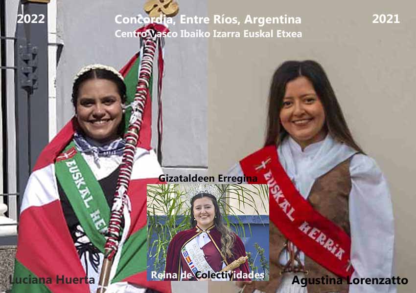 Luciana Huertas Reina Cultural 2022 del CV de Concordia y su predecesora 2021, Agustina Lorenzatto, elegida Reina Colectividades 2022
