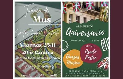 El Centro Vasco Gure Etxea de Tandil propone diferentes actividades este fin de semana para festejar su 73° aniversario