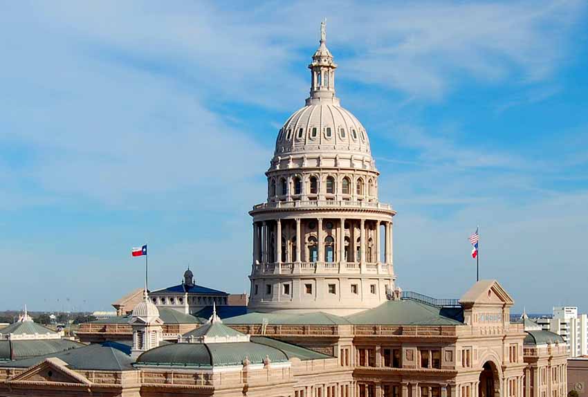 El Capitolio del Estado de Texas, en Austin, sede de la Cámara de Representantes y del Senado del Estado