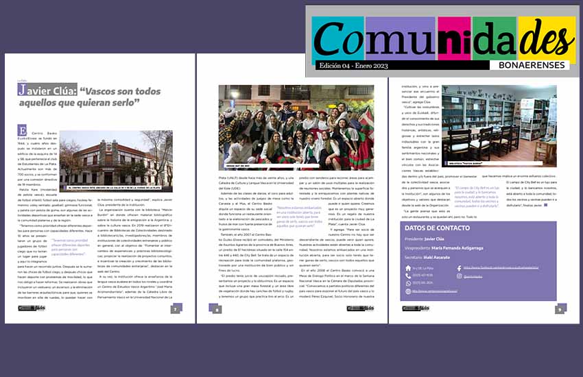 La revista 'Comunidades Bonaerenses' y el artículo dedicado a Euzko Etxea de La Plata