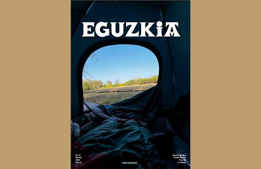 La Platako Euzko Etxeak plazaraturiko 'Eguzkia' hiruhilabetekariaren 21. alearen azala