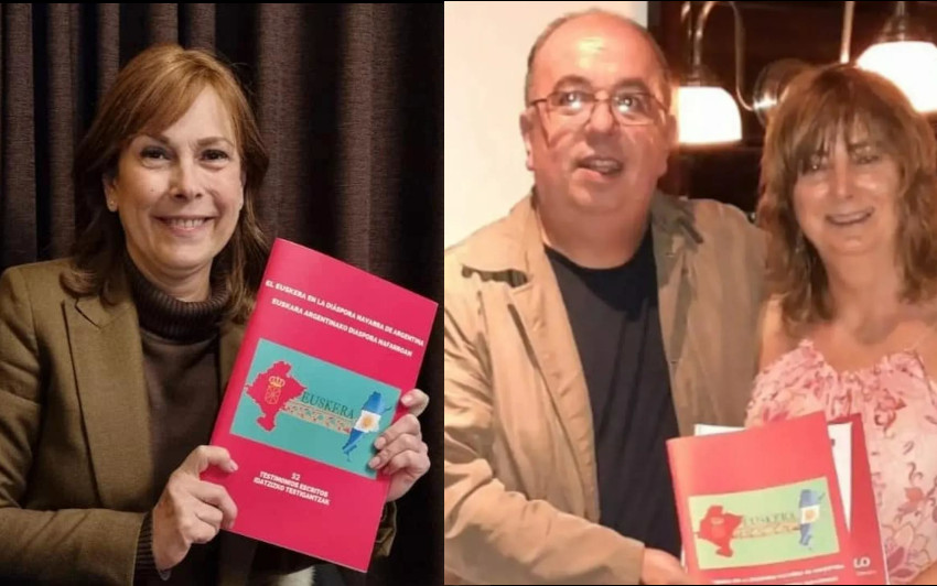 Uxue Barkos y Ana Ollo, entre quienes recibieron ya ejemplares del trabajo de Fernando Lizarbe
