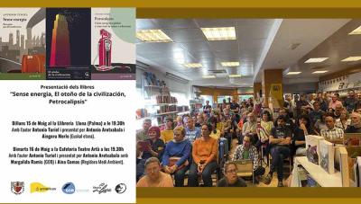 Andoni Aretxabala y Antonio Turiel presentaron los libros 'Sense energia', 'El otoño vital' y 'Petrocalipsis' suscitando en Palma el debate