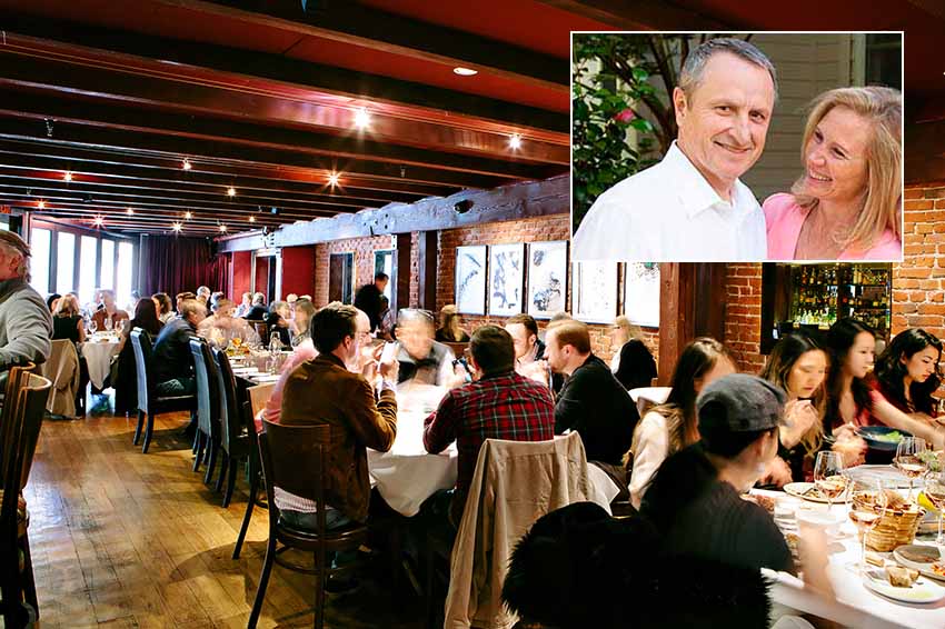 Gerald Hirigoyen se ha labrado una excelente reputación en el gremio gastronómico de San Francisco. En la foto, vista parcial del restaurante  y en el recuadro Gerald Hirigoyen con su mujer Cameron (foto Kathleen Harrison)