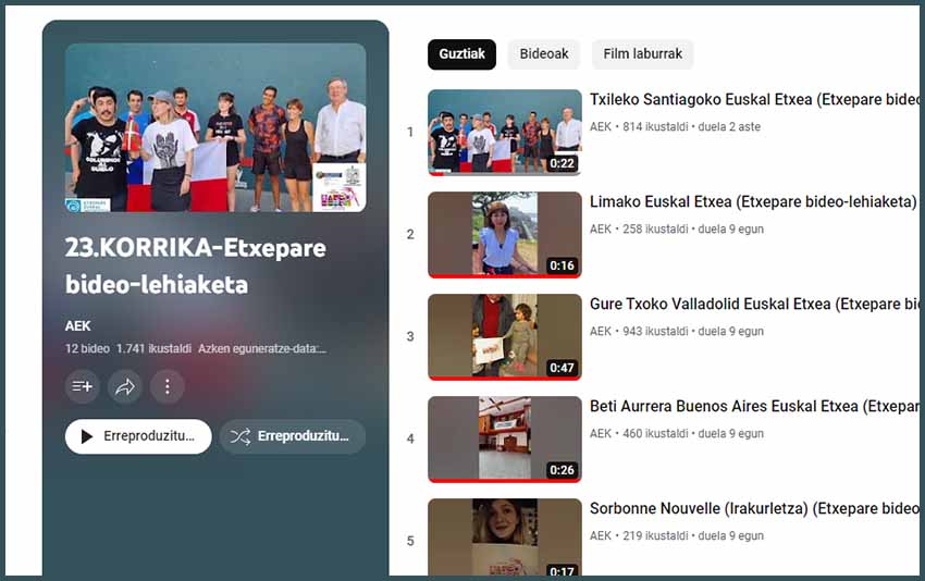 Videos remitidos de diferentes euskal etxeas y lectorados participan en el Concurso de Videos de Korrika 23