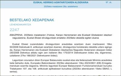 980.000 euro banatuko ditu 2025eko Euskal Etxeen deialdiak IV. eta VII. kapituluetan