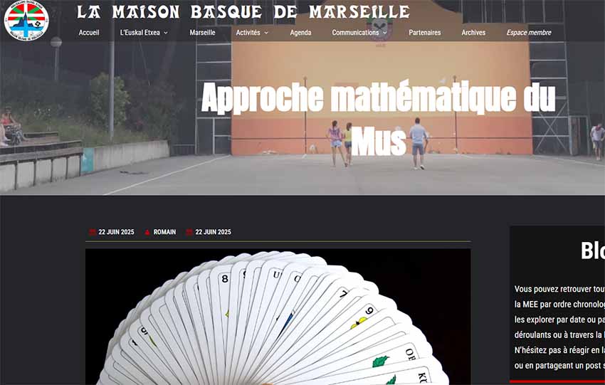 Marseillako Euskal Etxeak astelehen honetan, ekainaren 22an plazaratu du musa eta matematikari buruzko lehen artikulua