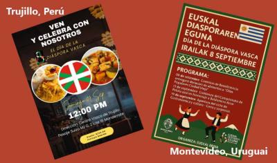 2025eko Euskal Diasporaren Eguneko bi kartel: Trujilloko Euskal Etxeakoa (Perú) eta Montevideoko Euskal Euskal Erriakoa (Uruguai)