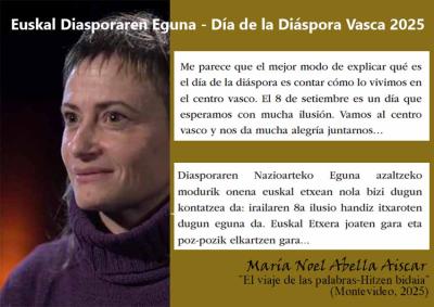 Un texto breve en castellano, el mismo texto en euskera, el libro "El viaje de las palabra" de Noel Abella es una obra amena e ilustrativa que se disfruta y lee con facilidad, disponible gratuitamente en pdf