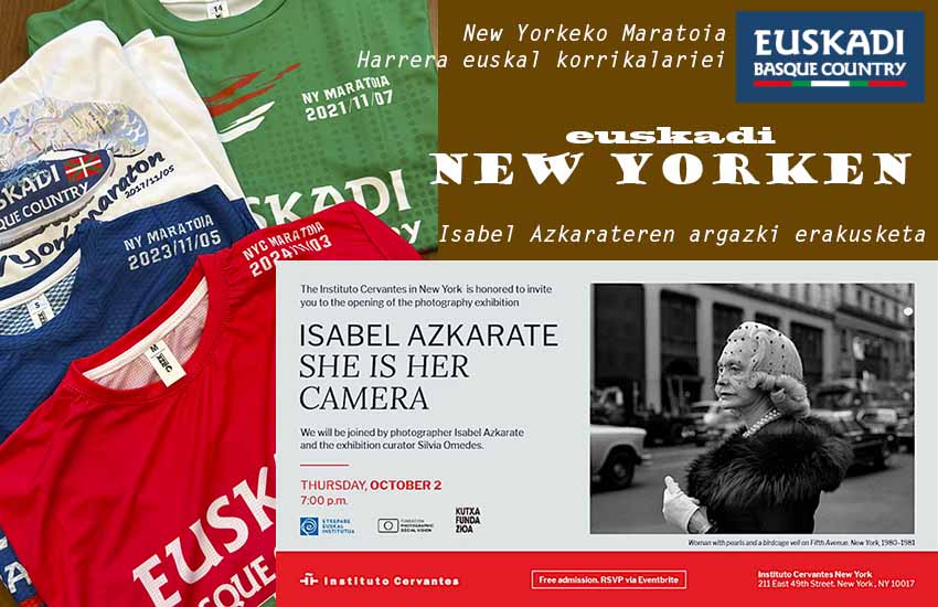 Harrera ekitaldia antolatu die hiriko Euskadiren Ordezkaritzak New Yorkeko Maratoiko euskal korrikalariei, eta Isabel Azkarate argazki donostiarrak erakusketa zabalik duela New Yorken oroitarazi die artezaleei
