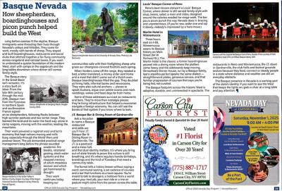 Nevadako euskaldunei buruzko bi orrialdeko artikulua 2025eko 'Nevada Day'ko urtekarian, kabalkada ospaturik Carson Cityn