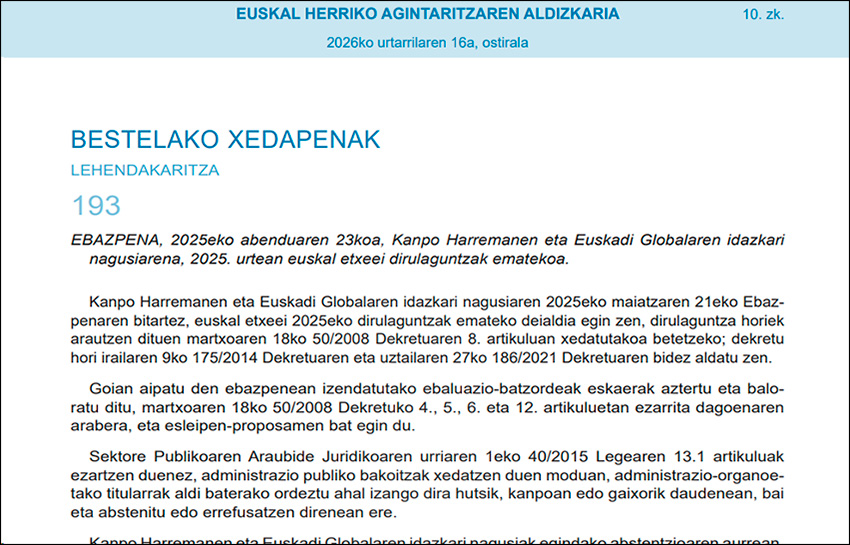 Resolución de 23 de diciembre 2025, del secretario general de Acción Exterior y Euskadi Global, de subvenciones a Centros Vascos 2025