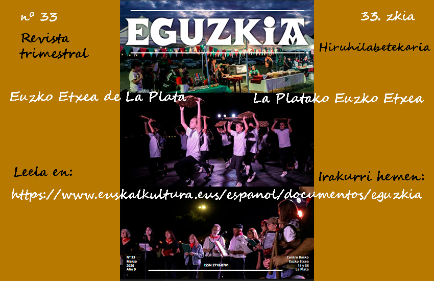 La Platako Euzko Etxeko Eguzkia hiruhilabetekariaren 33. alea, 2026ko martxoari dagokiona