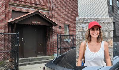 New York izango da Ziortza Olanok (laukian) bere biran bisitatuko duen lehen hiria. Irudian, New Yorkeko Euzko Etxearen sarrera