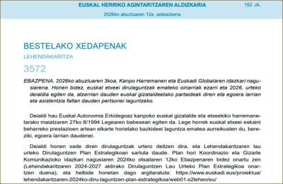 Atzerrian egoera larrian dauden euskal gizataldeetako kideentzako deialdia plazaratzen duen abuztuaren 12ko Ebazpena EHAAn